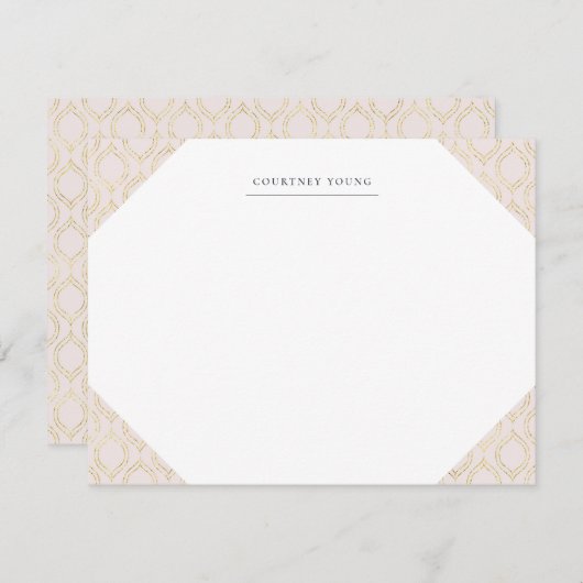 ピンクと金ゴールドのオジモノグラムのー文具 ノートカード (正面/裏面)