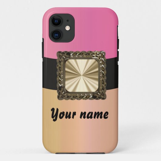 ピンクと金ゴールドのカスタマイズ Case-Mate iPhoneケース (裏面)