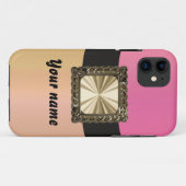 ピンクと金ゴールドのカスタマイズ Case-Mate iPhoneケース (裏面(横))