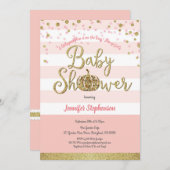 ピンクと金ゴールドのカボチャの赤ちゃんシャワーの招待状 招待状 (正面/裏面)