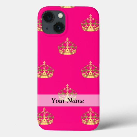 ピンクと金ゴールドのクラウンパターン Case-Mate iPhoneケース (裏面)