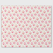 ピンクと金ゴールドのクリスマスオーナメント ラッピングペーパー (フラット)