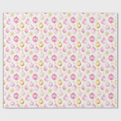 ピンクと金ゴールドのクリスマスオーナメント ラッピングペーパー (フラット)