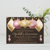 ピンクと金ゴールドのクリスマスボードブルキンセアニェラ 招待状 (スタンド正面)