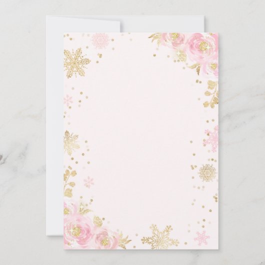 ピンクと金ゴールドのクリスマス·パジャマの誕生日パーティー 招待状 (裏面)