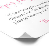 ピンクと金ゴールドのグリッターおむつラッフル表示サイン ポスター (角)