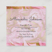 ピンクと金ゴールドのグリッターとスパークルマーブル スクエア名刺 (裏面)