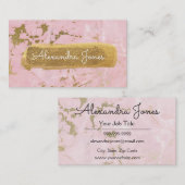 ピンクと金ゴールドのグリッターとスパークルマーブル 名刺 (正面/裏面)