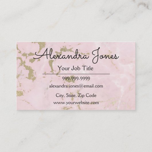 ピンクと金ゴールドのグリッターとスパークルマーブル 名刺 (裏面)