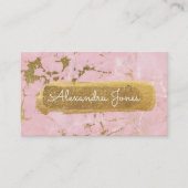 ピンクと金ゴールドのグリッターとスパークルマーブル 名刺 (正面)