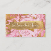 ピンクと金ゴールドのグリッターとスパークルマーブル 名刺 (正面)