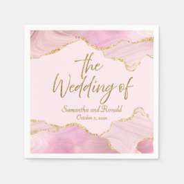 ピンクと金ゴールドのグリッターは結婚の スタンダードカクテルナプキン