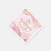 ピンクと金ゴールドのグリッターは結婚の スタンダードカクテルナプキン (角)
