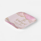 ピンクと金ゴールドのグリッターは結婚の ペーパープレート (傾斜あり)