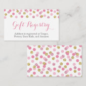 ピンクと金ゴールドのグリッターギフトレジストリ挿入カード エンクロージャーカード (正面/裏面)