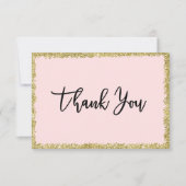 ピンクと金ゴールドのグリッターサンキューカード サンキューカード (正面)