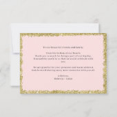 ピンクと金ゴールドのグリッターサンキューカード サンキューカード (裏面)