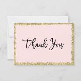ピンクと金ゴールドのグリッターサンキューカード サンキューカード