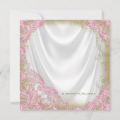 ピンクと金ゴールドのグリッターシューズ真珠ベビーシャワー 招待状 (裏面)