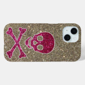 ピンクと金ゴールドのグリッタースカルかわいい反乱者 Case-Mate iPhoneケース (裏面 (横))