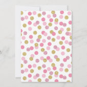 ピンクと金ゴールドのグリッターツインズベビーシャワー招待状 招待状 (裏面)