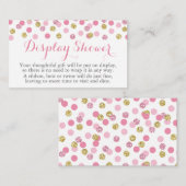 ピンクと金ゴールドのグリッターディスプレイシャワー挿入カード エンクロージャーカード (正面/裏面)