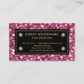 ピンクと金ゴールドのグリッターハートパターン 名刺 (裏面)