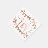 ピンクと金ゴールドのグリッターバナー10th誕生日パーティー スタンダードカクテルナプキン (角)