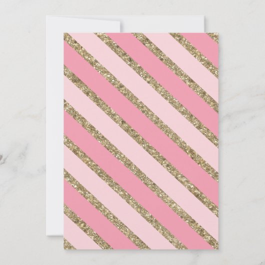 ピンクと金ゴールドのグリッターバナー10th誕生日パーティー 招待状 (裏面)