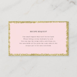 ピンクと金ゴールドのグリッターレシピリクエストカード 名刺