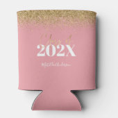 ピンクと金ゴールドのグリッター卒業クラス22 缶クーラー (裏面)