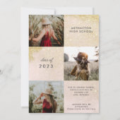 ピンクと金ゴールドのグリッター垂直4フォトグラードパーティー 招待状 (裏面)