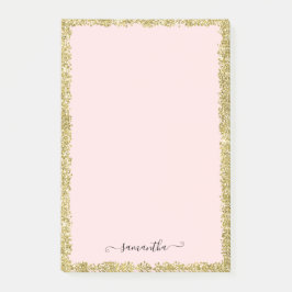 ピンクと金ゴールドのグリッター後のメモ ポストイット