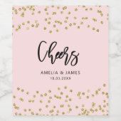 ピンクと金ゴールドのグリッター応援ワインシール ワインラベル (シングルラベル)