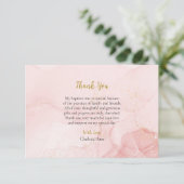 ピンクと金ゴールドのグリッター正統キリスト教バプテスマ サンキューカード (スタンド正面)