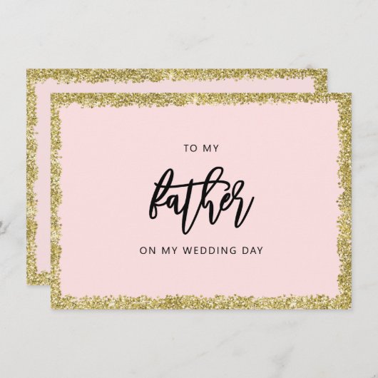 ピンクと金ゴールドのグリッター私の父結婚のカードに 招待状 (正面/裏面)