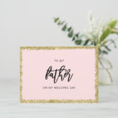 ピンクと金ゴールドのグリッター私の父結婚のカードに 招待状 (スタンド正面)