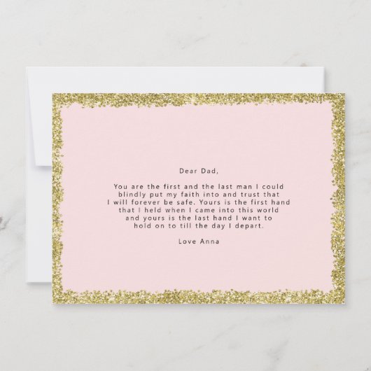 ピンクと金ゴールドのグリッター私の父結婚のカードに 招待状 (裏面)