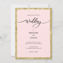 ピンクと金ゴールドのグリッター結婚ドット