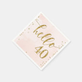 ピンクと金ゴールドのグリッター40th誕生日ナプキン スタンダードカクテルナプキン (角)