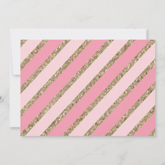 ピンクと金ゴールドのグリッター6回目の誕生日パーティーの写真 招待状 (裏面)