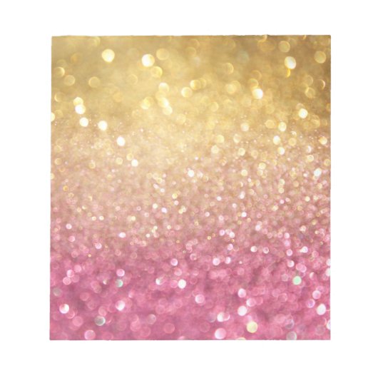 ピンクと金ゴールドのグリッター ノートパッド (正面)