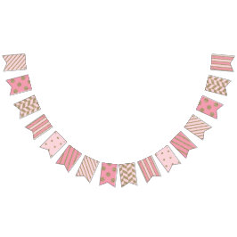 ピンクと金ゴールドのグリッター パターン（の模様が）ある バンティングフラッグ