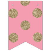 ピンクと金ゴールドのグリッター パターン（の模様が）ある バンティングフラッグ (第2の旗)