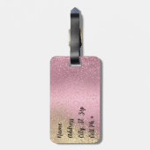 ピンクと金ゴールドのグリッター – モノグラム荷物タグ ラゲッジタグ (裏面縦)
