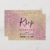 ピンクと金ゴールドのグリッター- RSVP (正面/裏面)