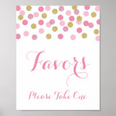 ピンクと金ゴールドのシャワーの好意を取って一つのサインを取る ポスター (正面)