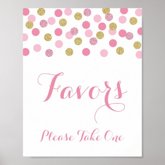 ピンクと金ゴールドのシャワーの好意を取って一つのサインを取る ポスター (正面)