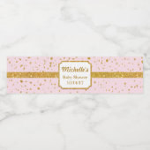 ピンクと金ゴールドのシャワーの水ボトルラベル ペットボトルラベル (シングルラベル)