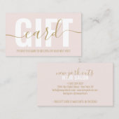 ピンクと金ゴールドのスクリプトロイヤリティギフトカードの髪のサロン 割引カード (正面/裏面)